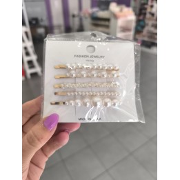 Set de hebillas con perlas x 5 unidades