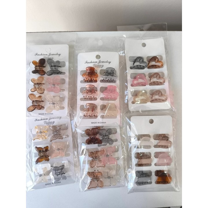 Broches de colores transparente x 6