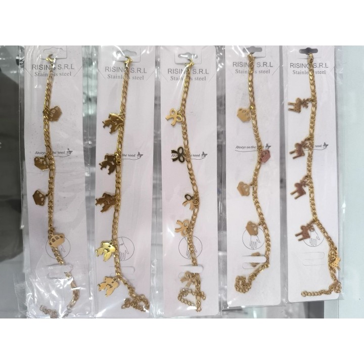Pulsera con dijes acero dorado Rising