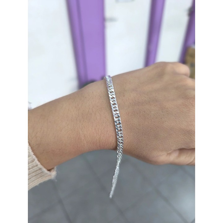 Pulsera acero blanco cadena chata (apu-ld1)