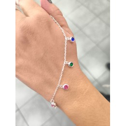Pulsera Acero Blanco dijes de colores (apudi233)