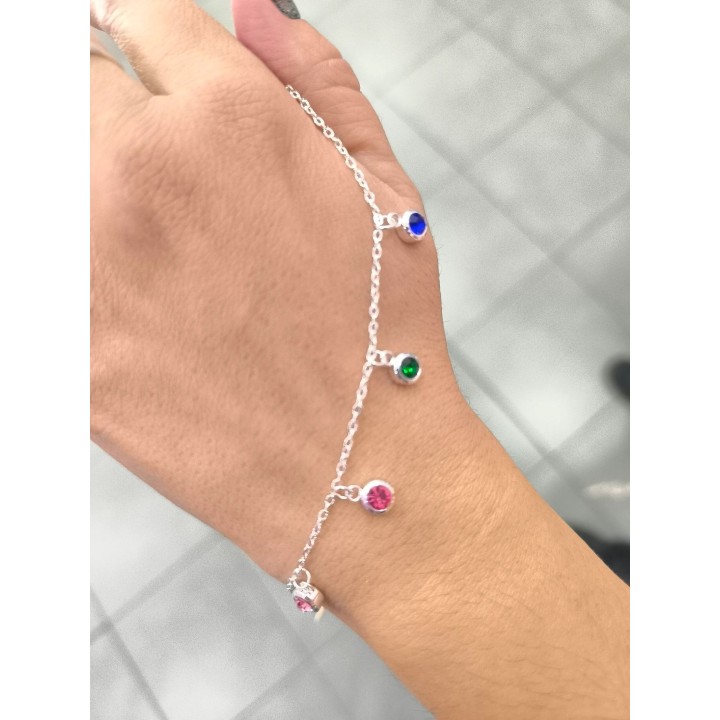 Pulsera Acero Blanco dijes de colores (apudi233)
