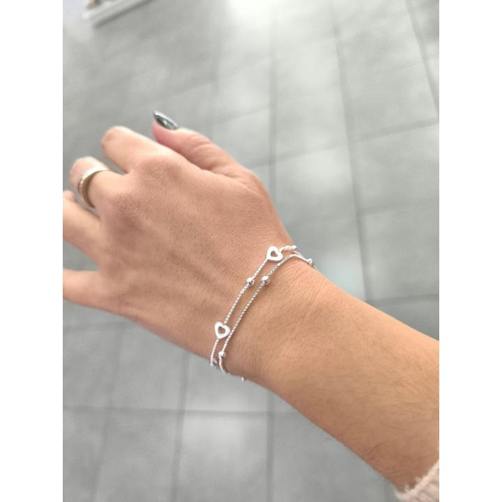 Pulsera Acero Blanco dijes corazon (apudi420)