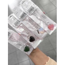 Pulsera Acero Blanco con dije y corazon (apudi300)