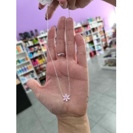 Collar Acero Blanco con flor (acadi665)