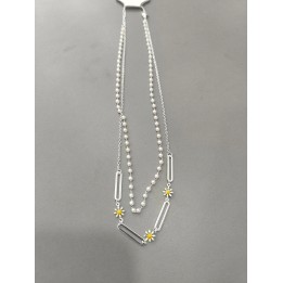 Collar Acero Blanco barritas y margaritas (acadi465)