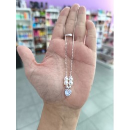 Collar Acero Blanco dije corazon y perlas (acado459)