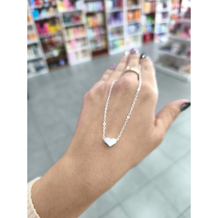 Collar Acero blanco dije corazon (acadi205)