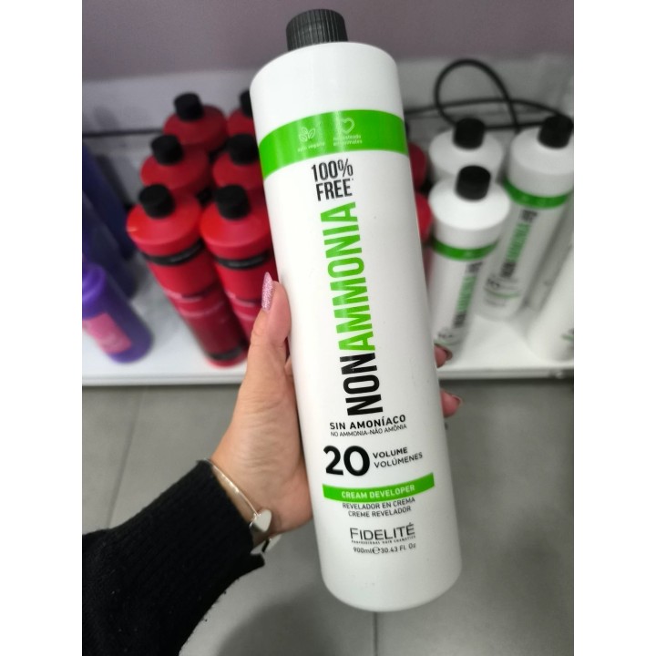 Oxidante 20 vol revelador en crema Sin Amoniaco. Non Ammonia Fidelite. 900ml