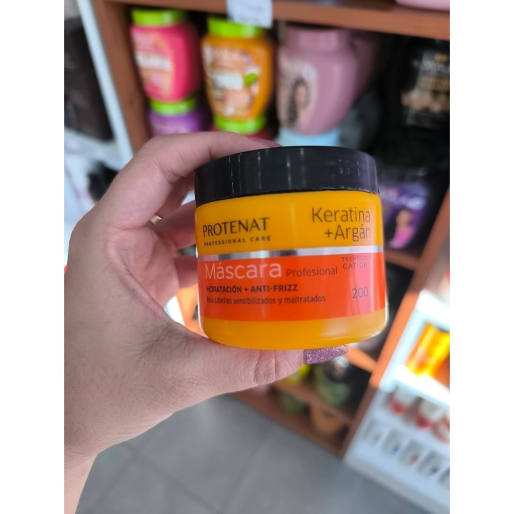 Mascara Hidratante y anti-frizz. Keratina y Argan. Protenat. 200 grs.