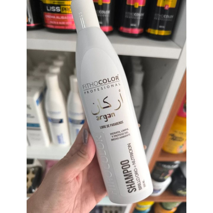 Shampoo Argan Brillo Oro + Nutricion x 350 ml. Fithocolor