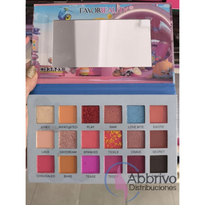 Paleta de sombras x 18 colores Favor Beauty osito amarillo