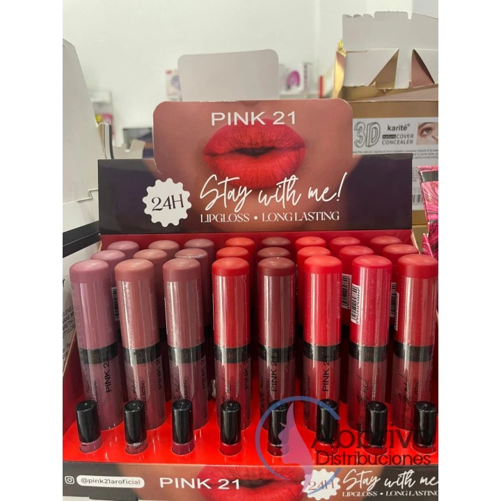 Labial Lip Gloss 24 hs Pink 21