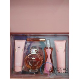 Perfume Champia+body Splash+Gel de ducha+Locion corporal+perfume de cartera