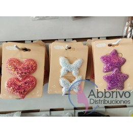 Colitas x 2 con Brillos diferentes colores y diseños