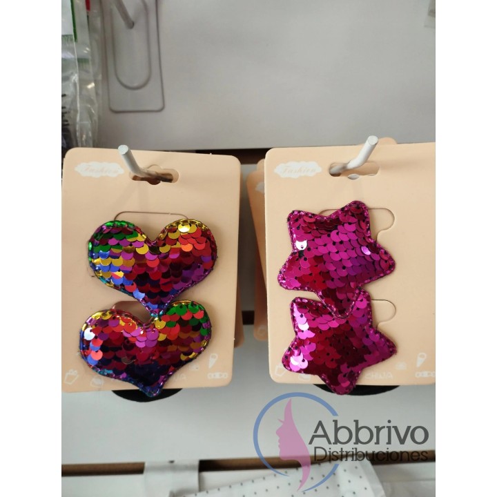 Colitas x 2 con lentejuelas diferentes colores y diseños
