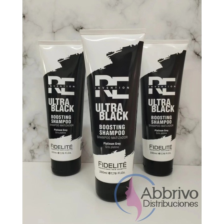 Shampoo Matizador Ultra Black para Gris Platino. 230 ml. Fidelite
