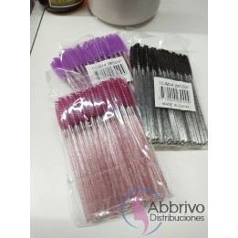 Bolsa de Peines cepillos para pestañas descartables x 50 u Varios colores Glitters