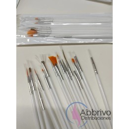 Set de pinceles dibujo uñas x 15 unidades