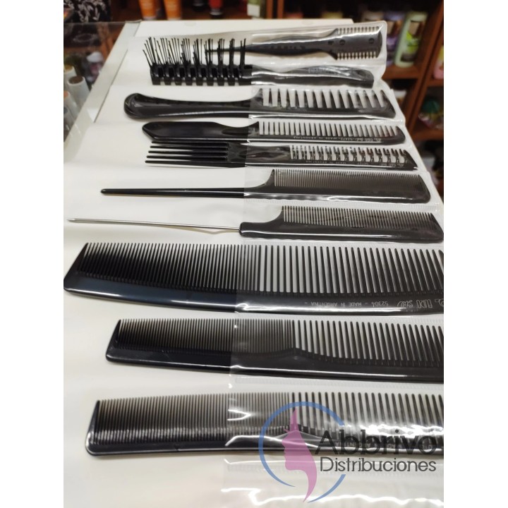 Set de Peines Profesional Peluquero x 9 + Navajin (50663) – Eurostil