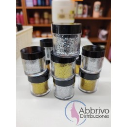 Polvo para uñas dorados, plateados o de colores x unidad