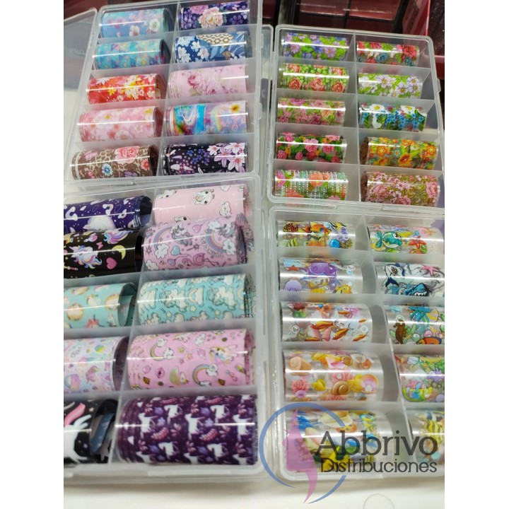 Caja de papel foil motivos florales x 10 unidades