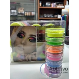 Polvos Fluorescentes, Neon de Maquillaje Artístico o manicuria x 6 colores