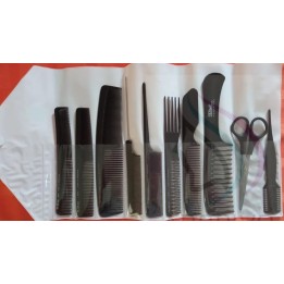 Set de útiles profesionales para peluquero 8 peines + 1 Tijera de corte 1 peine navajin (50665) – Eurostil