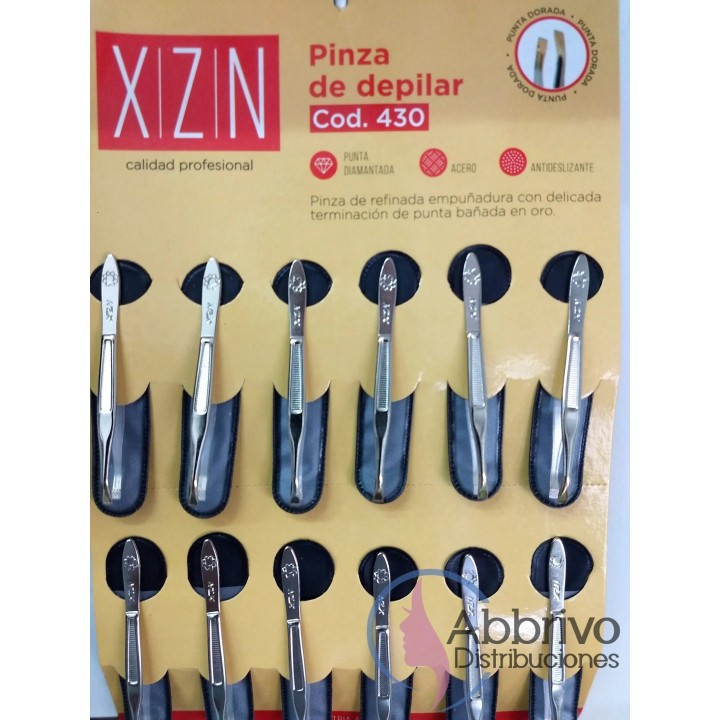Pinza p/depilar XZN punta dorada x unidad P430