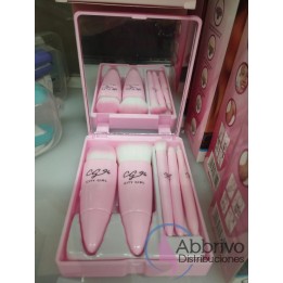 Brochas Mini 5 para maquillaje en caja con espejo