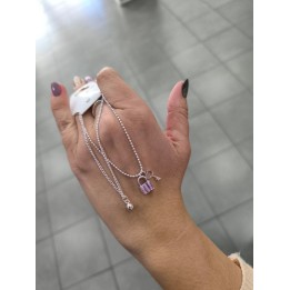 Pulsera Acero Blanco dije candado y llave (apudi361)