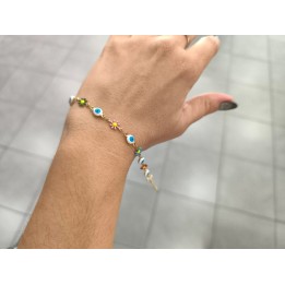 Pulsera Acero Dorado con flores (apudi315)
