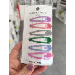 Hebillas con Glitter de colores x 6 unidades